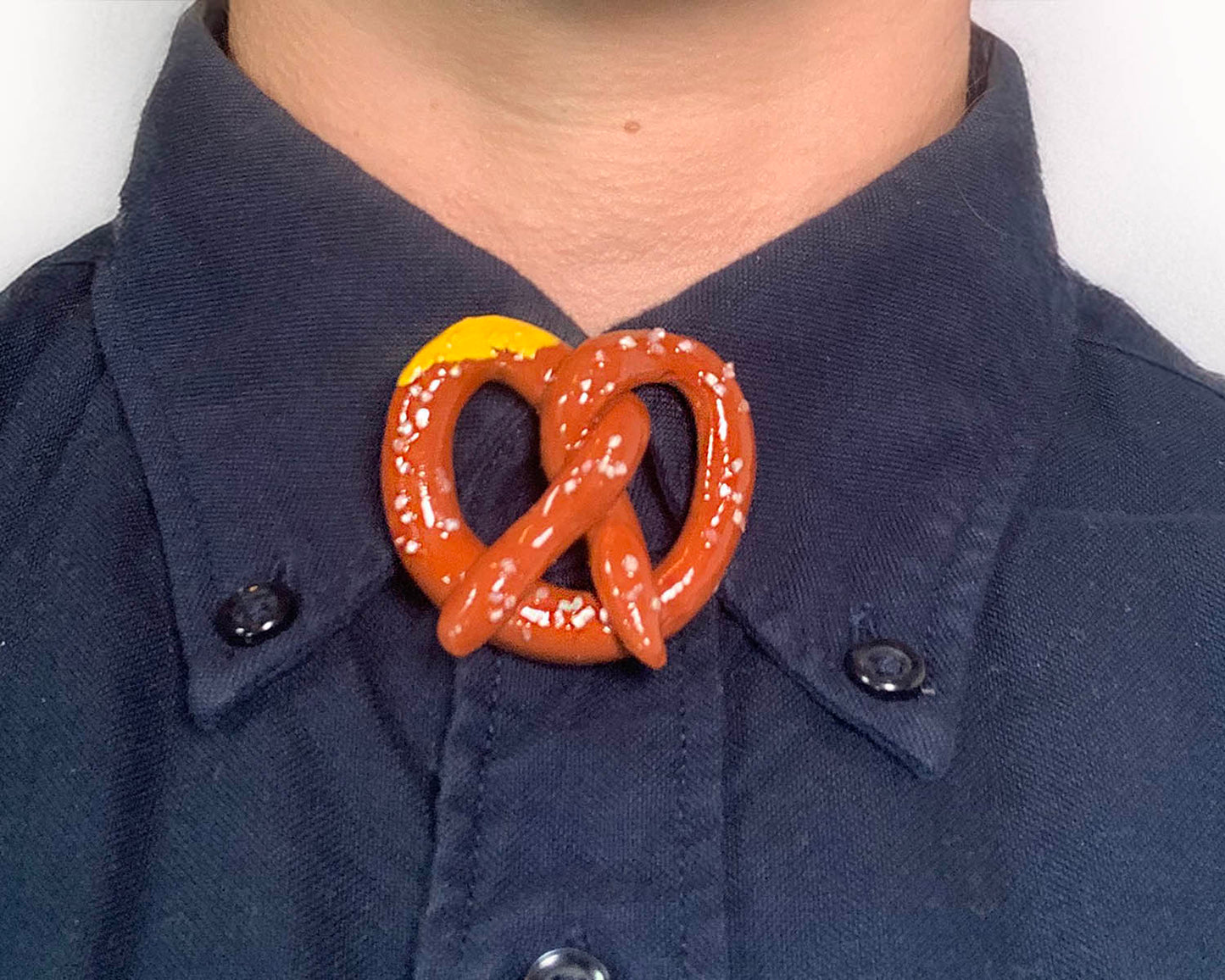 Salt Pretzel with Mustard Brooch